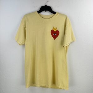 Zoe Cain Tshirt Mens Medium Yellow Flaming‎ Heart Artist Unisex Mental Wellness